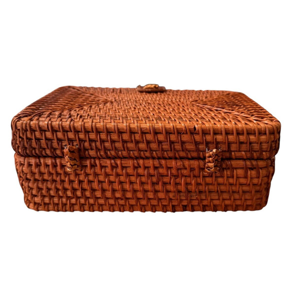 NEW Rattan Woven Crossbody Shoulder Bag Rectangle Snap Close Expressions NYC - Picture 5 of 11